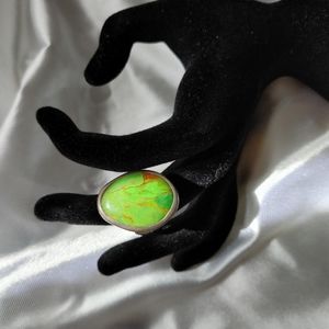 Barse lime turquoise silver ring 9